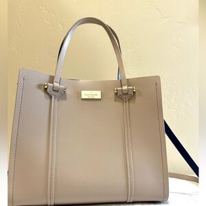 KATE SPADE Beige Elodie Arbour Hill Leather Satchel